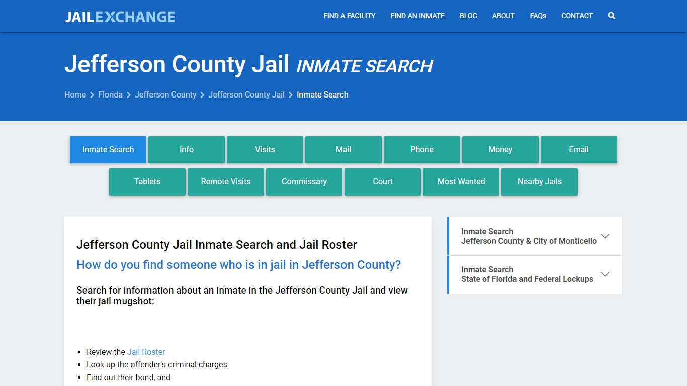 Inmate Search: Roster & Mugshots - Jefferson County Jail, FL