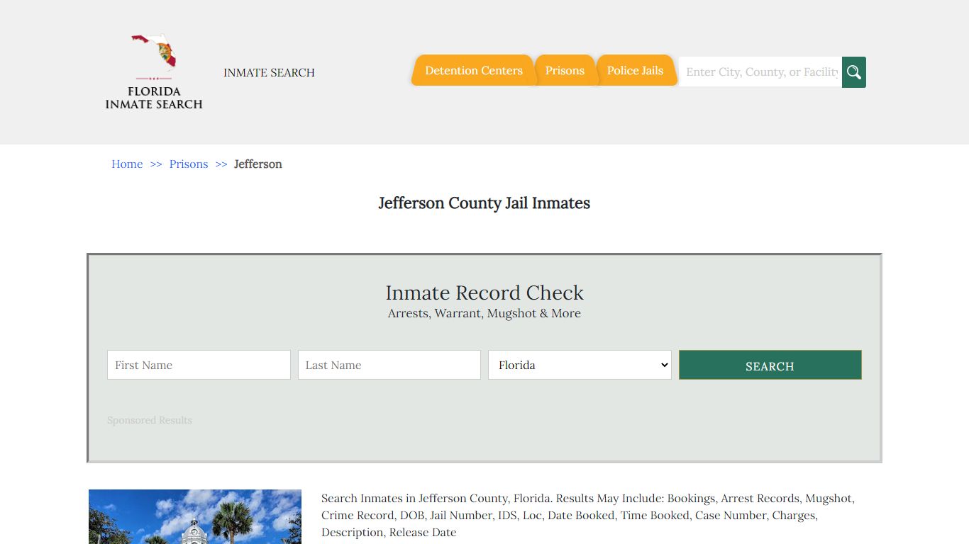 Jefferson County Jail Inmates | Florida Inmate Search