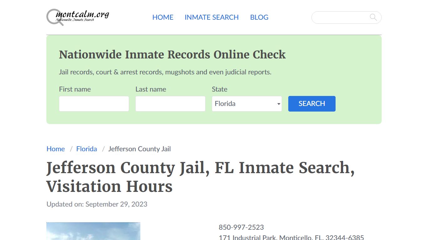 Jefferson County Jail, FL Inmate Search, Visitation Hours